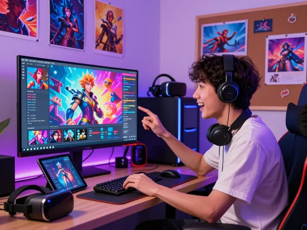 Engaging user interacting with character ai nsfw on a vibrant digital display, showcasing roleplay creativity.