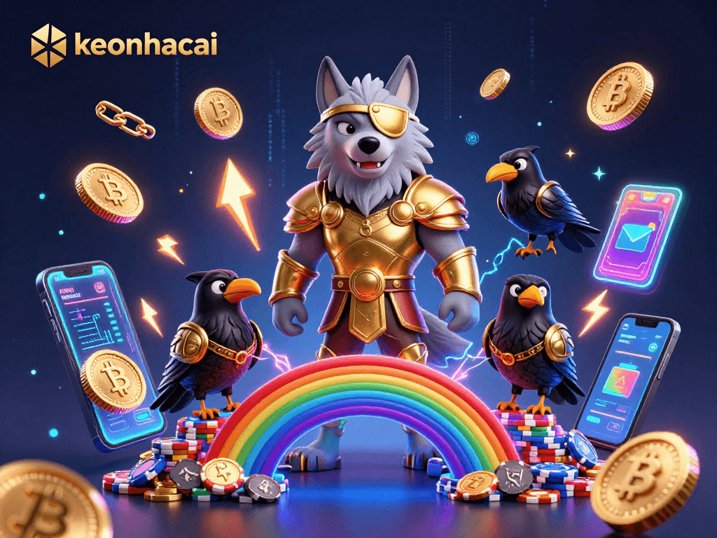 Experience the thrill of keonhacai with a vibrant, colorful 3D casino scene illustrating a Norse mythology theme.