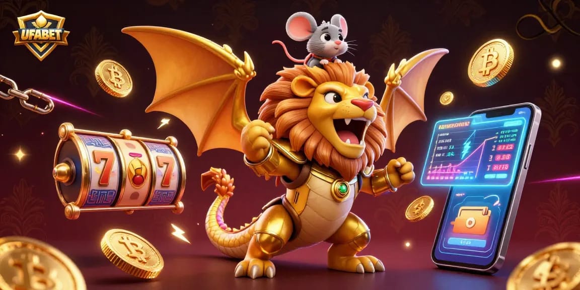 Experience exhilarating gameplay with UFABET's vibrant 3D casino scene showcasing golden chimera and crypto elements.