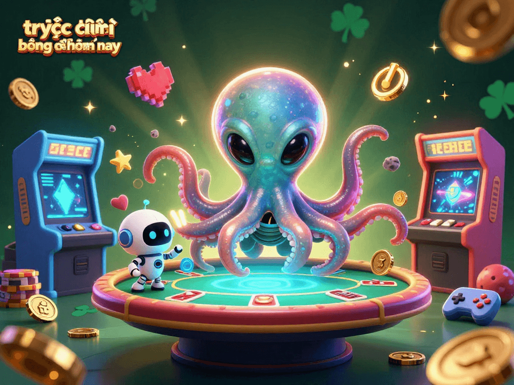 Experience the excitement of trực tiếp bóng đá hôm nay with immersive 3D casino illustration featuring vibrant gaming elements.