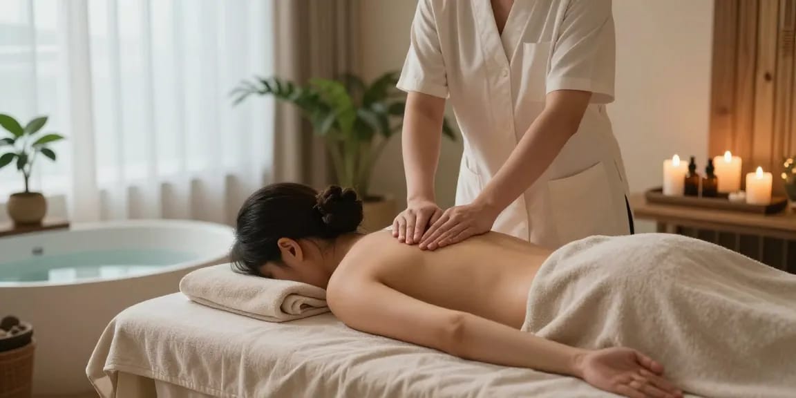 Relaxing 대화동출장마사지 session in a tranquil spa setting with soothing ambiance.