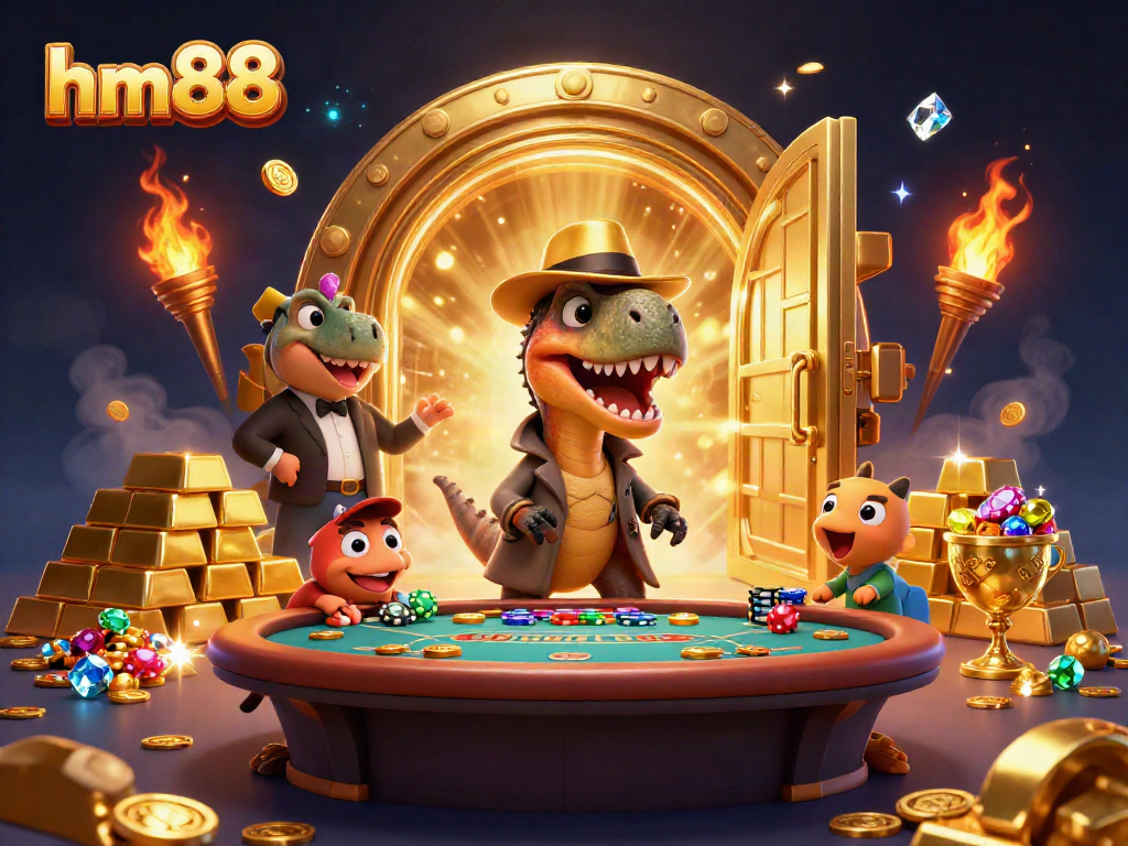 Join the action at hm88 with a velociraptor card counter at a blackjack table, surrounded by winnings.