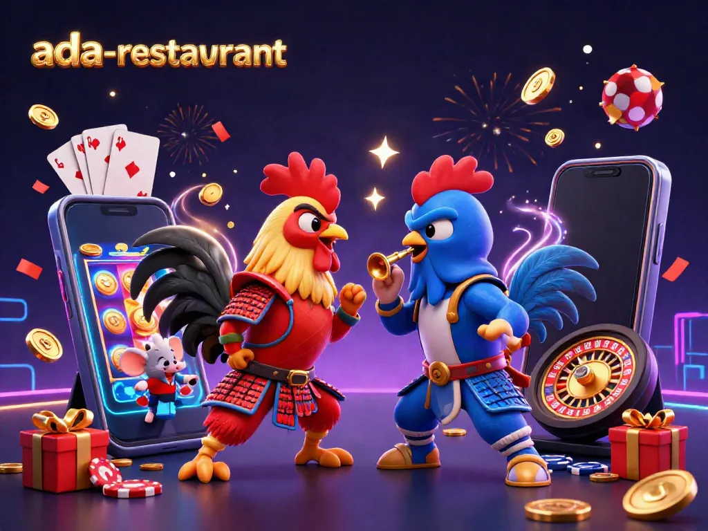 Experience endless fun with the ada-restaurant gaming showdown between fighting roosters.