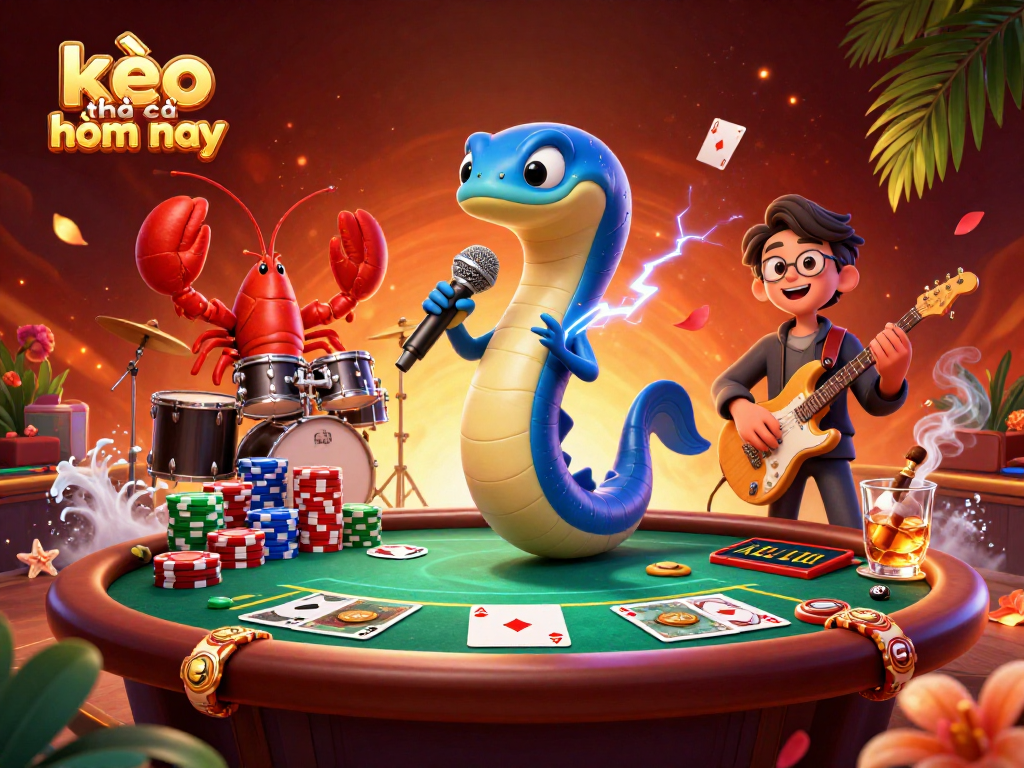 Experience engaging action in kèo nhà cái hôm nay with electric eel DJ, poker chips, and lively underwater casino.