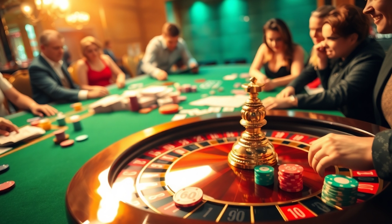 Experience thrilling game bài đổi thưởng action at a vibrant casino table with cards and chips.