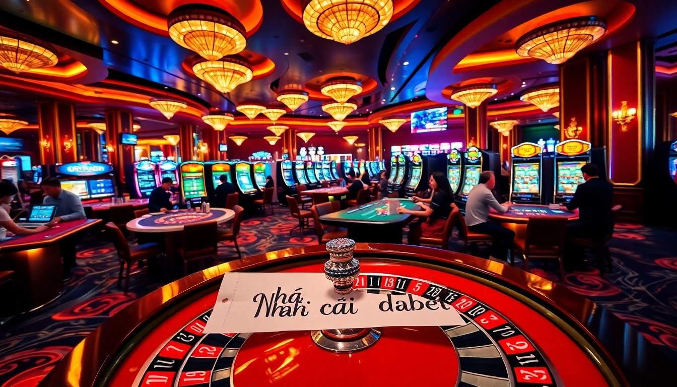 Experience excitement at nhà cái dabet with players enjoying roulette, poker, and slot machines.