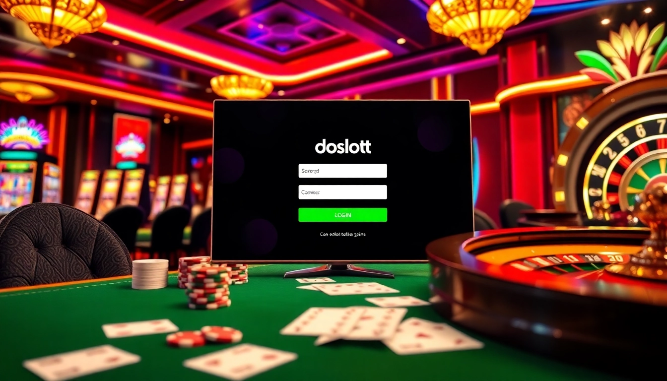 Gamblers engaged in a thrilling online experience as they access the doaslot login interface with vibrant slot machines.