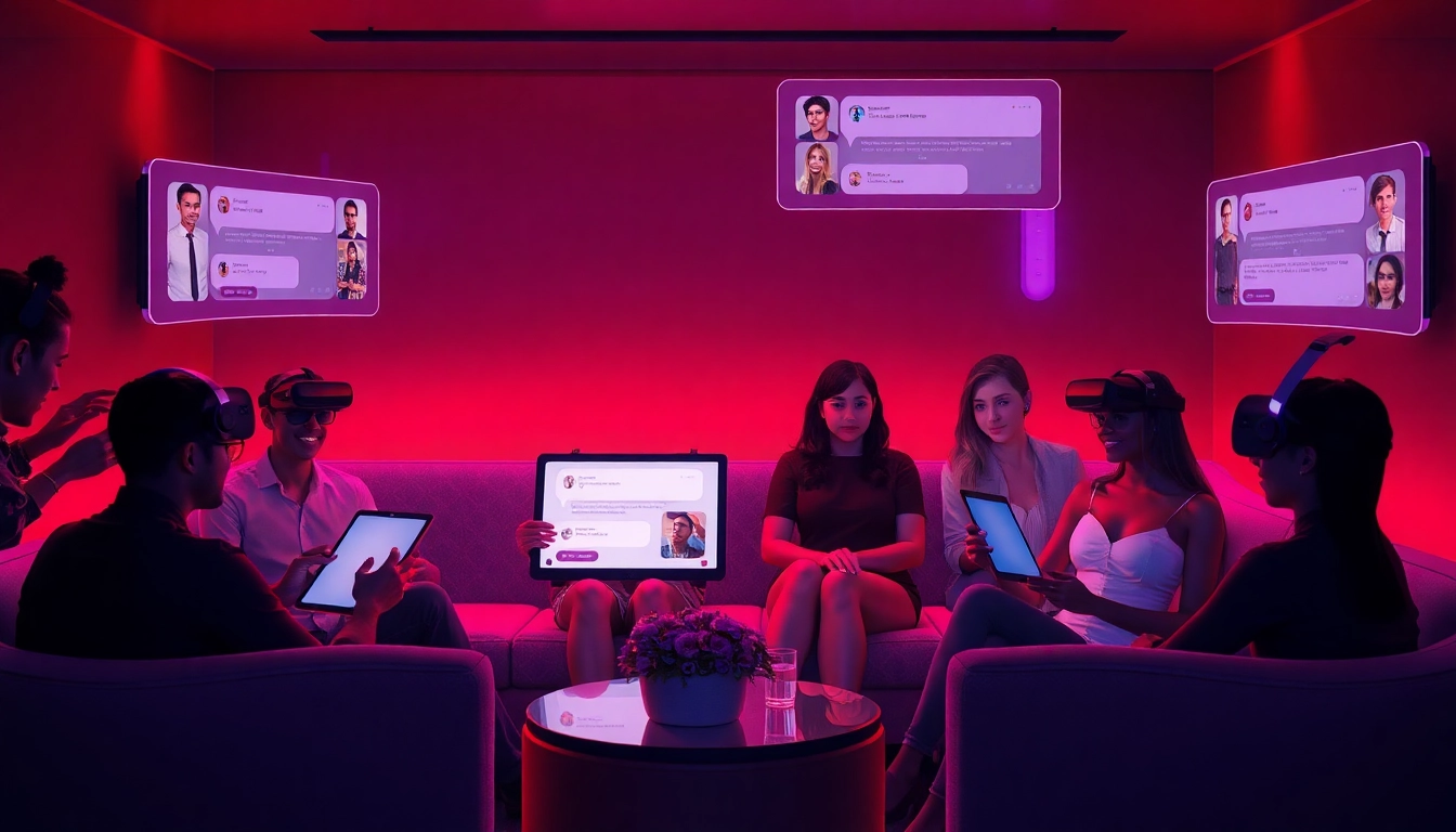 Engaging characters in an immersive AI sexchat environment with modern digital interfaces.