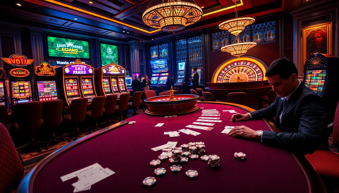 Experience the excitement of 소액결제 in a luxurious casino setting featuring poker, roulette, and vibrant slots.