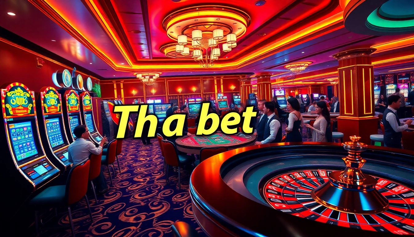 Experience the thrill of Tha bet with vibrant casino gaming, showcasing exciting tables and players in action.