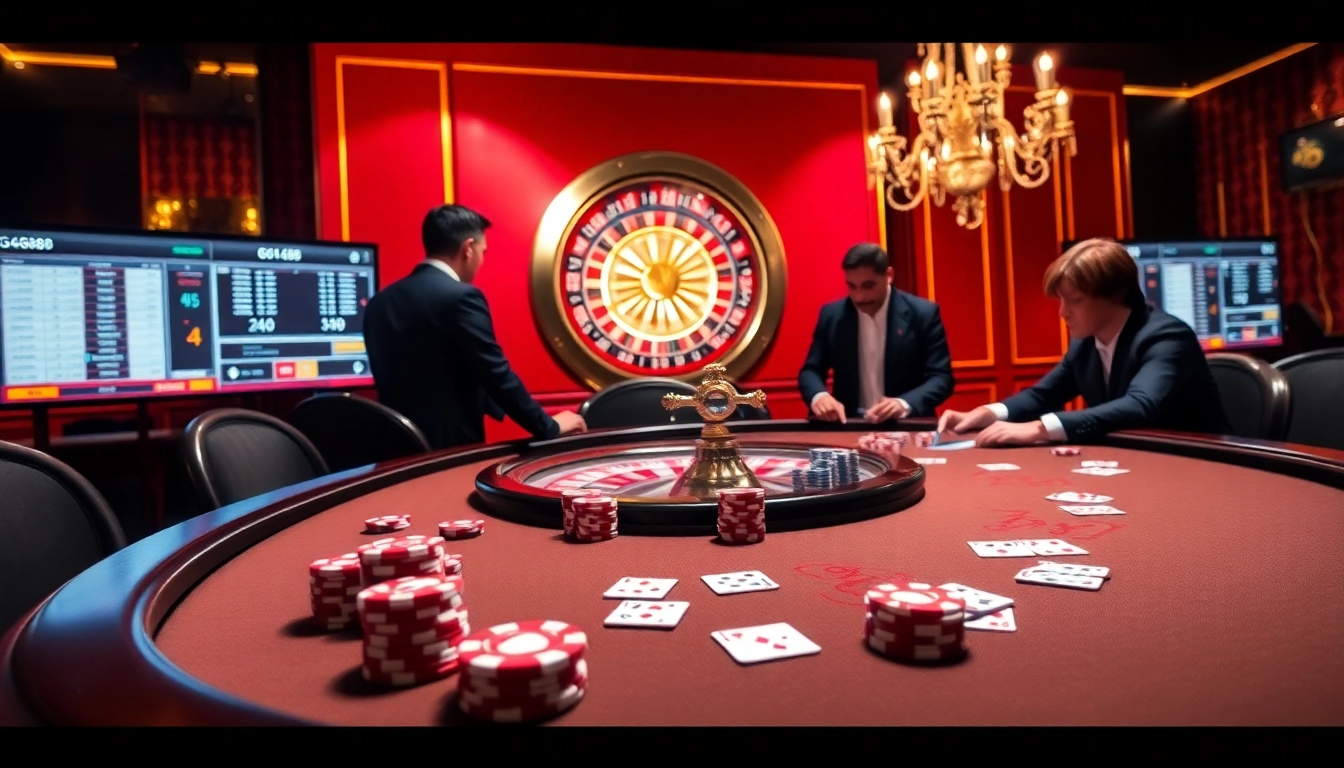 Experience thrilling gameplay at https://gg88.co.com/ with vibrant casino visuals featuring poker chips and a roulette wheel.