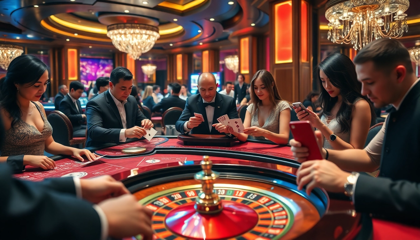 Cổng Game 789club players enjoying high-stakes poker at a luxury casino table.