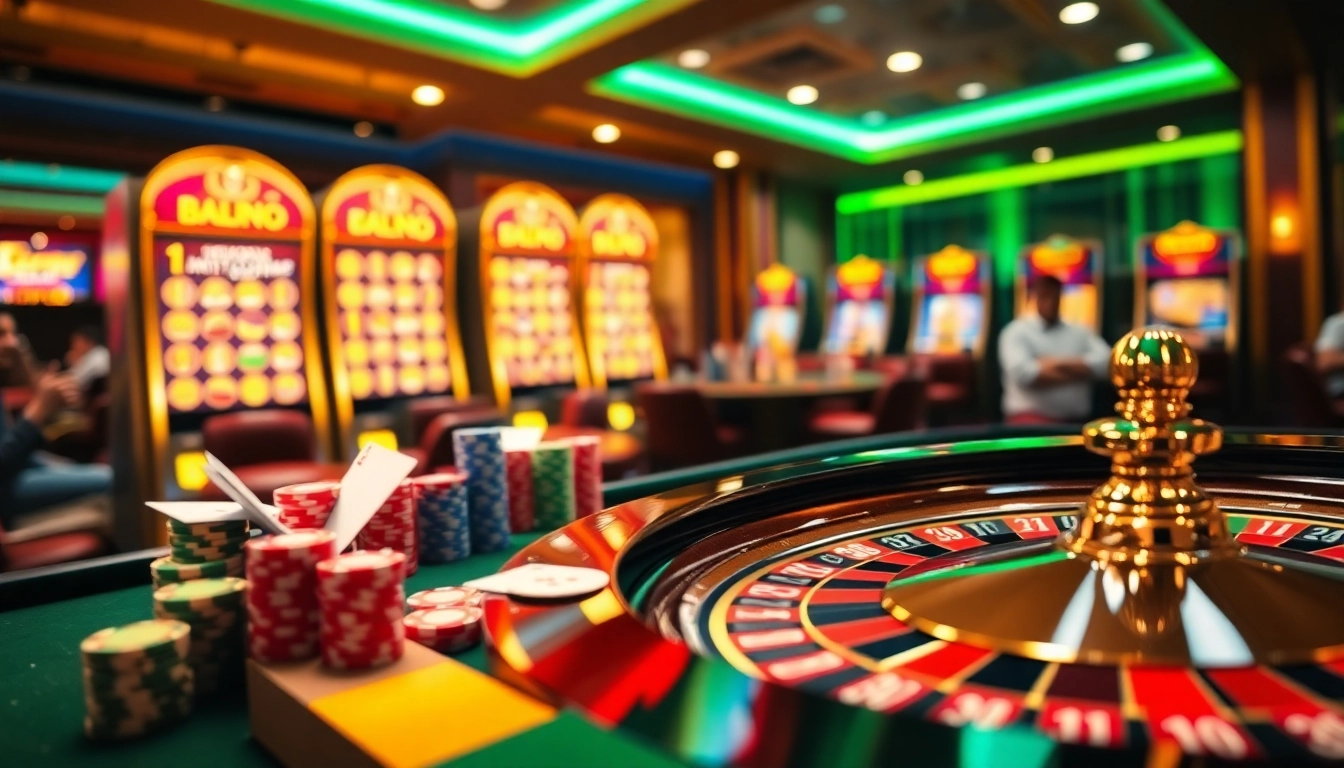 Experience the thrill of nhà cái UU88 with vibrant casino tables featuring poker chips and roulette wheels.