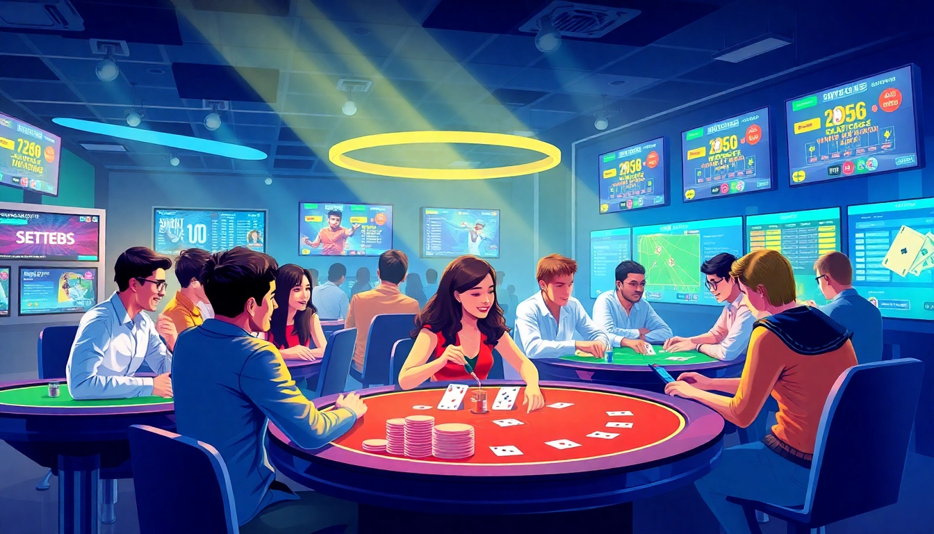 Engaging scene showcasing diverse players enjoying games on vin777.gb.net with a vibrant atmosphere.