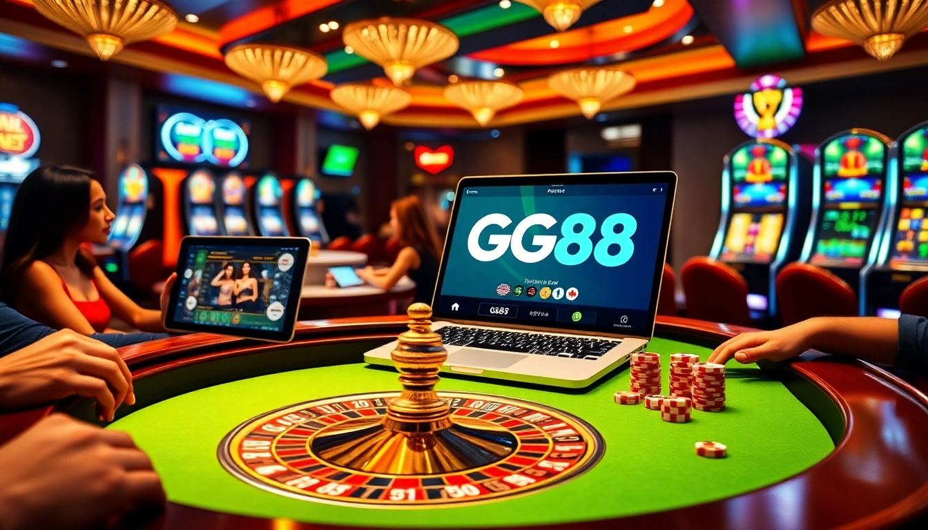 GG88 players engaging in exciting casino games at a vibrant roulette table.