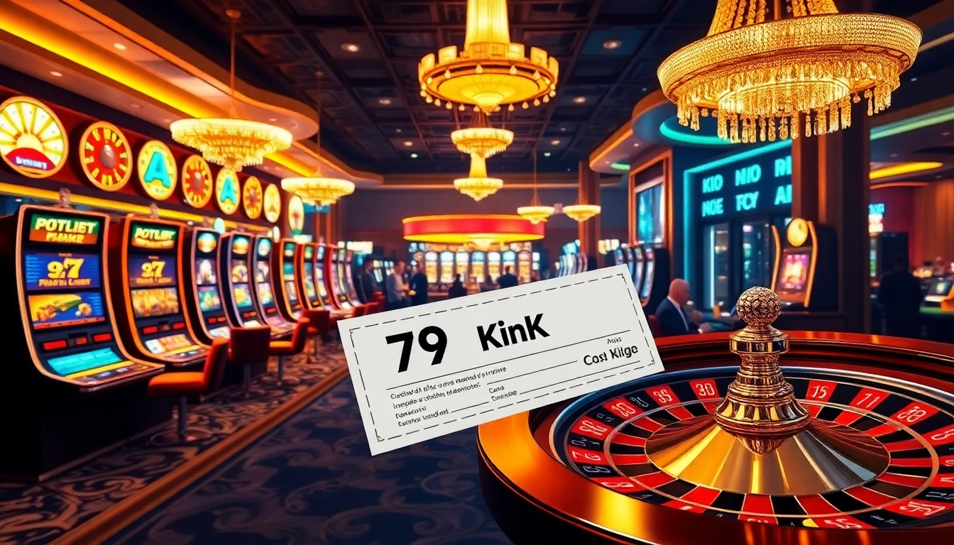 Catch the excitement at a casino with vibrant gaming elements and the 79king link prominently featured.