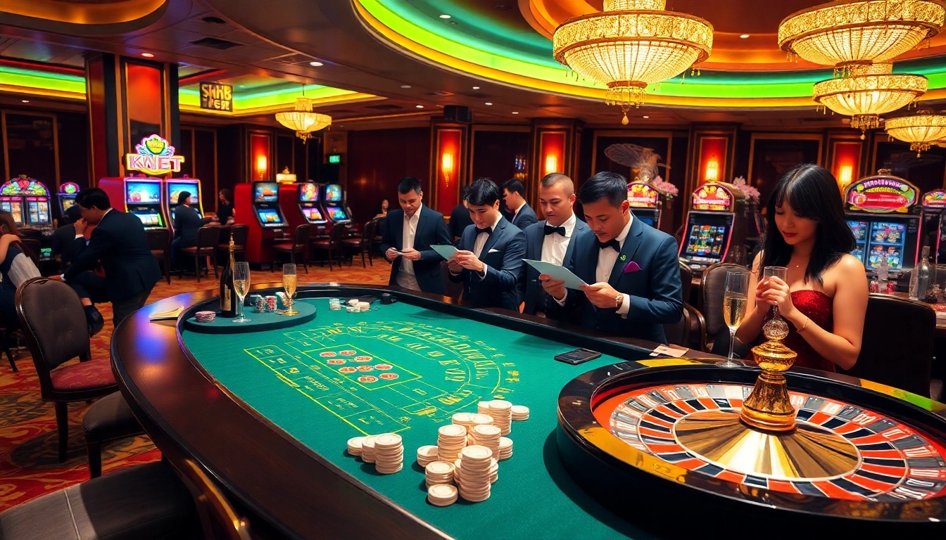 Experience the thrill of soi kèo sv88 at a luxurious casino with poker tables and roulette wheels.
