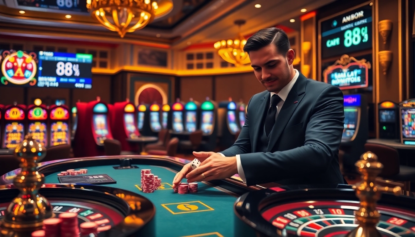 Experience a thrilling dice game at 88i's upscale casino, capturing excitement and luxury.