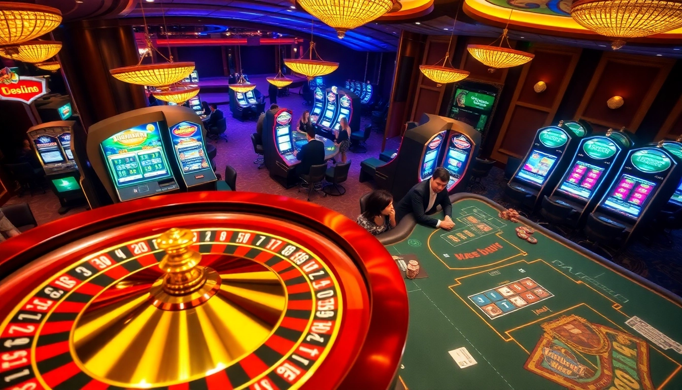 Experience thrilling gameplay at https://13win.vegas/ with a dazzling casino scene featuring poker tables, roulette, and vibrant slot machines.