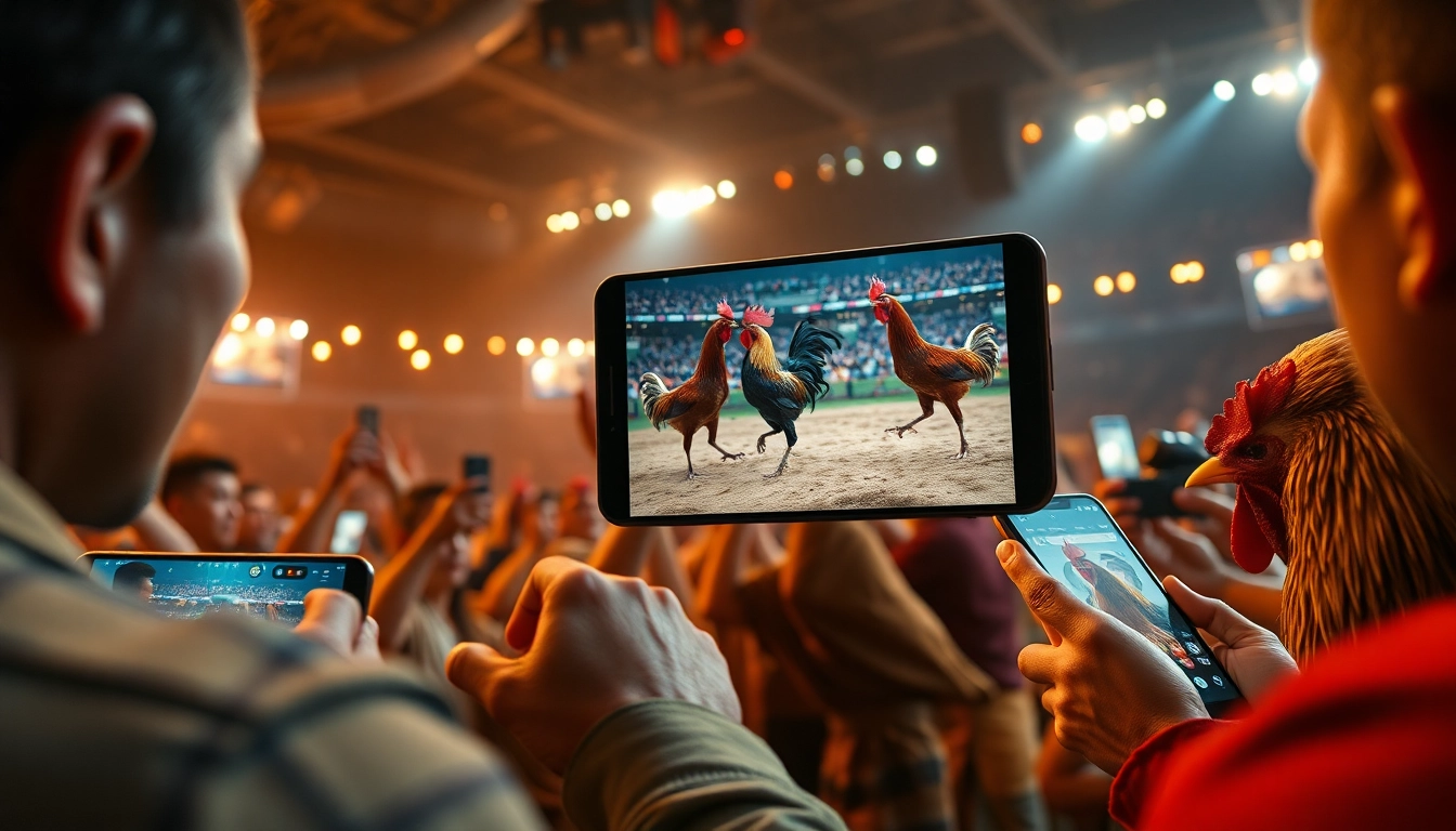 Exciting live cockfighting on sv368win.live with engaging viewers enjoying the online betting experience.