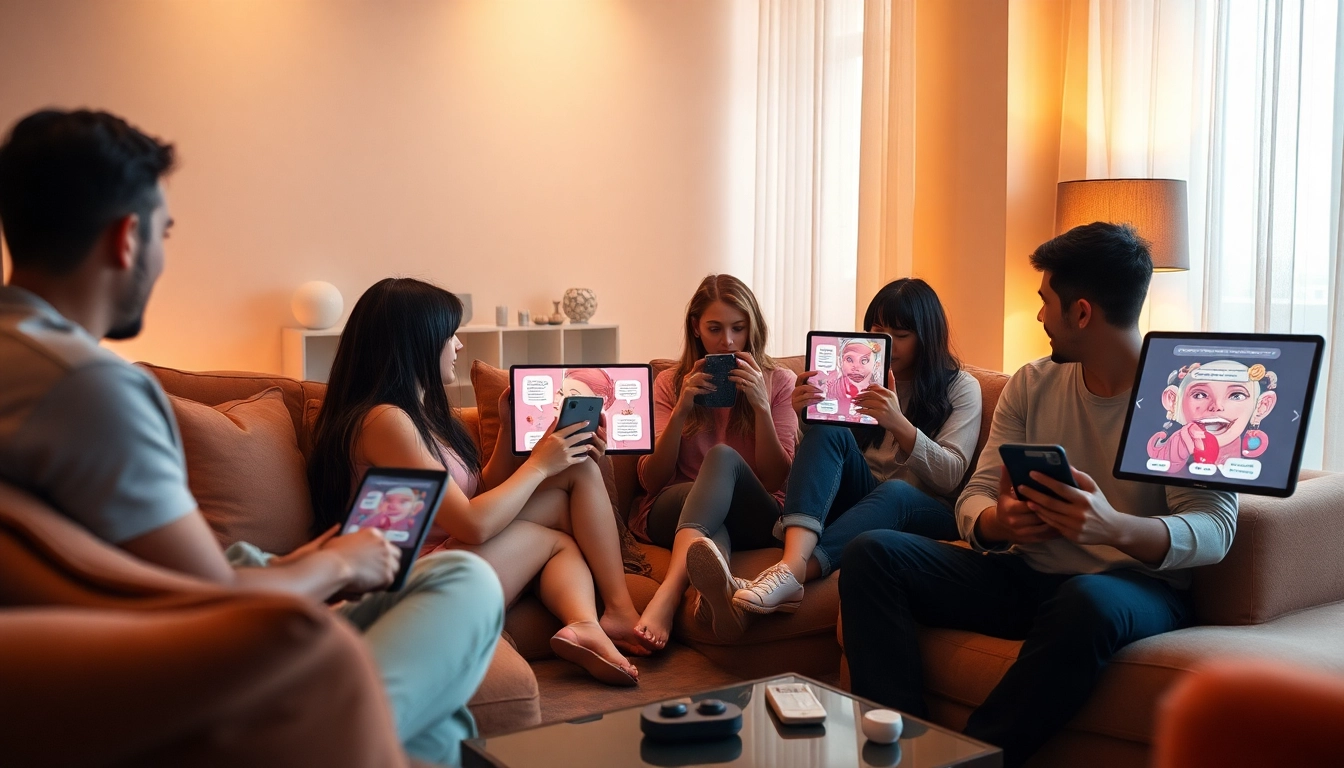 Experience of diverse users engaging with the best nsfw ai in a cozy, modern setting.